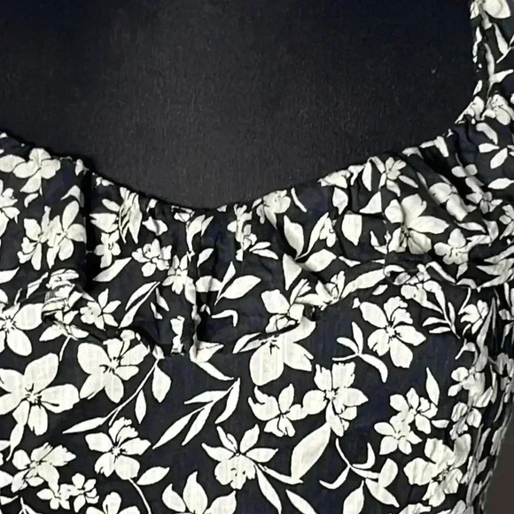 Old Navy Black White Cami Dress Floral Ruffle Cotton Blend Size S - Picture 4 of 8